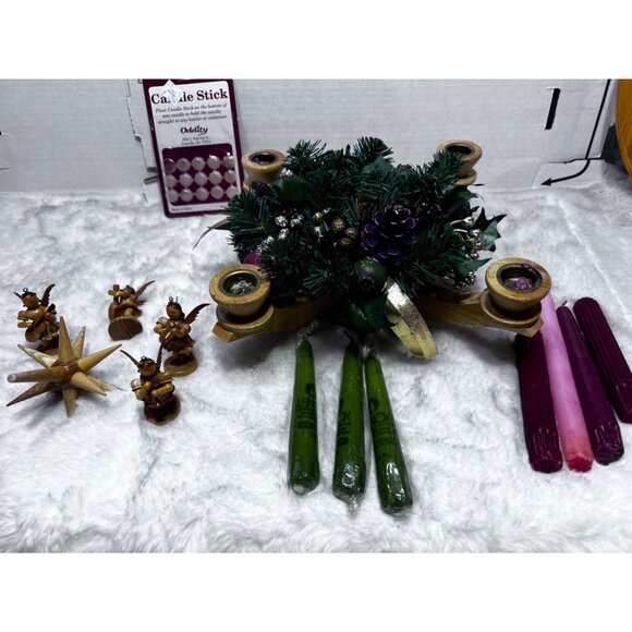 Alvin Preissler German w/standing angels Advent Candlelabrum with tealight natur - Picture 15 of 16